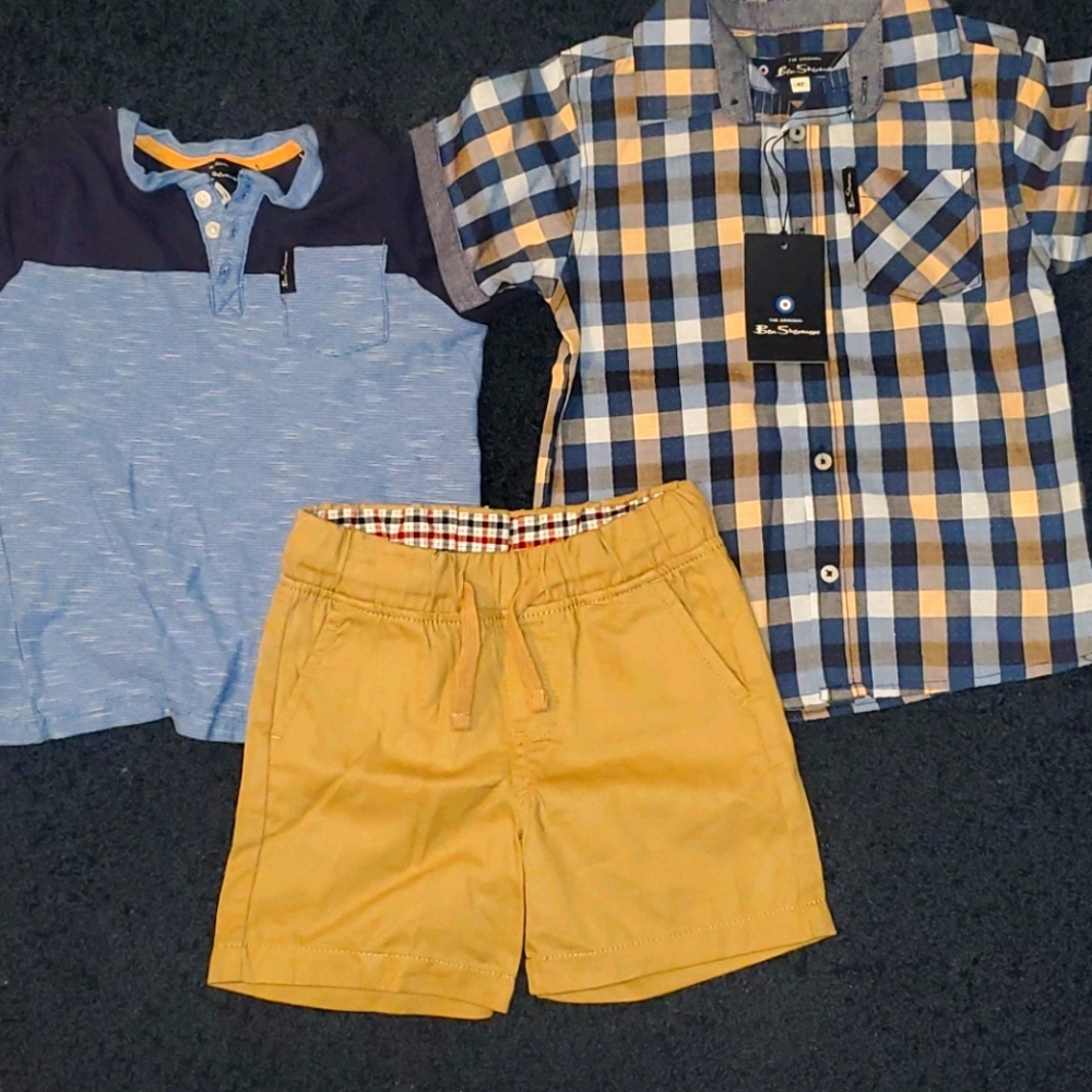 Boys 3 piece outfit 2 shirts 1 shorts